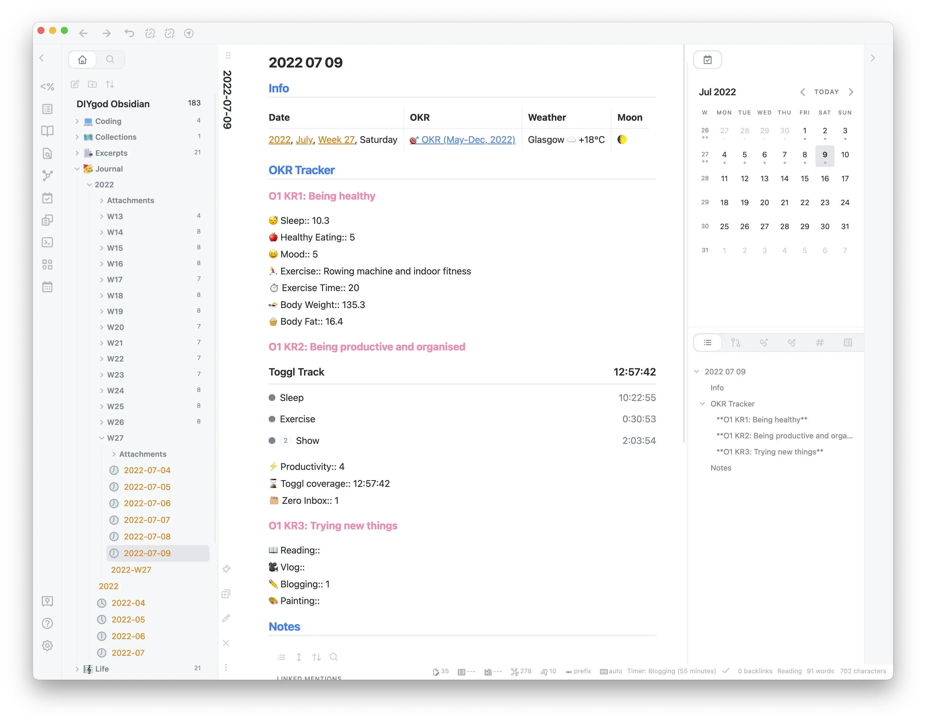 基于 Obsidian 的生活记录系统