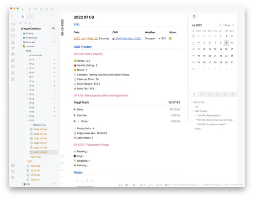 Obsidian based life record system
